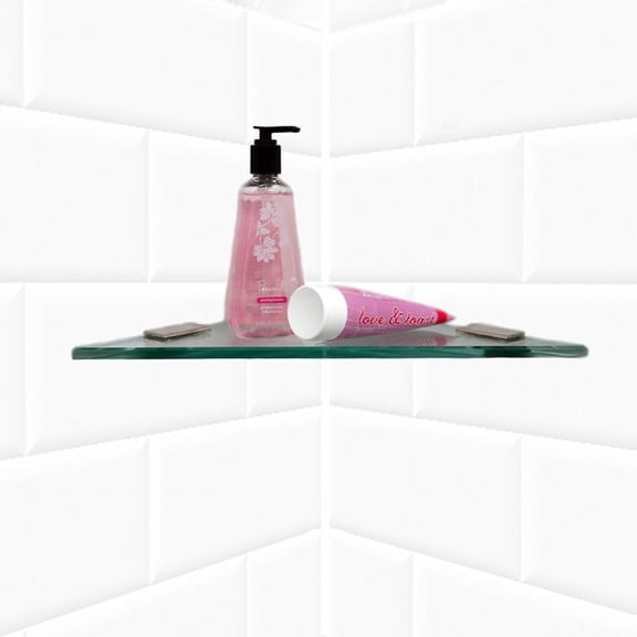 Triangle Shower Shelf with 2" Rectangle Clamps By Spancraft Glass