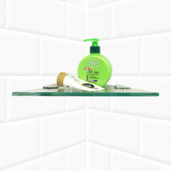 Triangle Shower Shelf with Half Round Clamps By Spancraft Glass