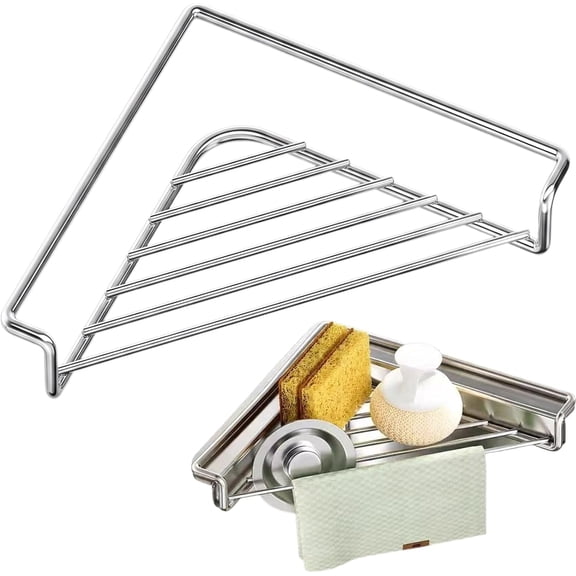 Triangle Sink Corner Drying Rack, Stainless Steel Over Sink Organizer, 12.2 x 8.7 in