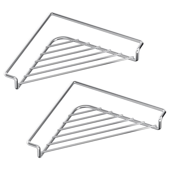 Triangle Sink Drying Rack, Stainless Steel Corner Sink Shelf, 2 Pack, Dish Drying Rack, Open Wire Design Raised Edges, Help Organize Sponges Cloths Brushes, for Kitchen Sink Space Saving