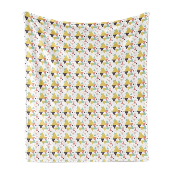 Triangle Soft Flannel Fleece Throw Blanket, Geometric Composition with Pastel Tones Mosaic Design Modern Art Illustration, Cozy Plush for Indoor and Outdoor Use, 50" x 60", Multicolor, by Ambesonne