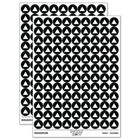 Triangle Solid 200+ Round Stickers - Black - Gloss Finish - 0.50" Size