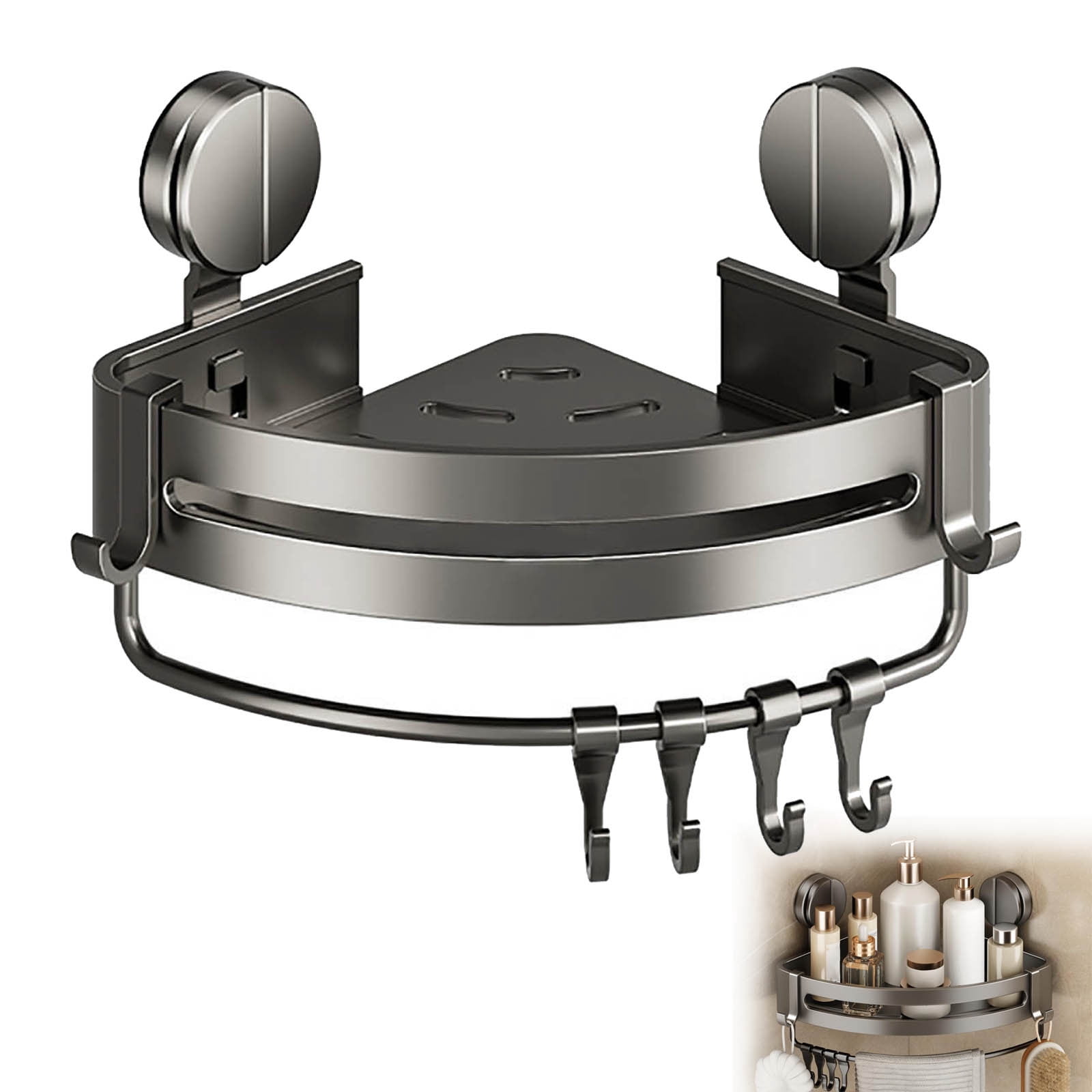 Triangle Suction Cup Shower Caddy, 2026 Upgraded Bathroom Storage Rack ...