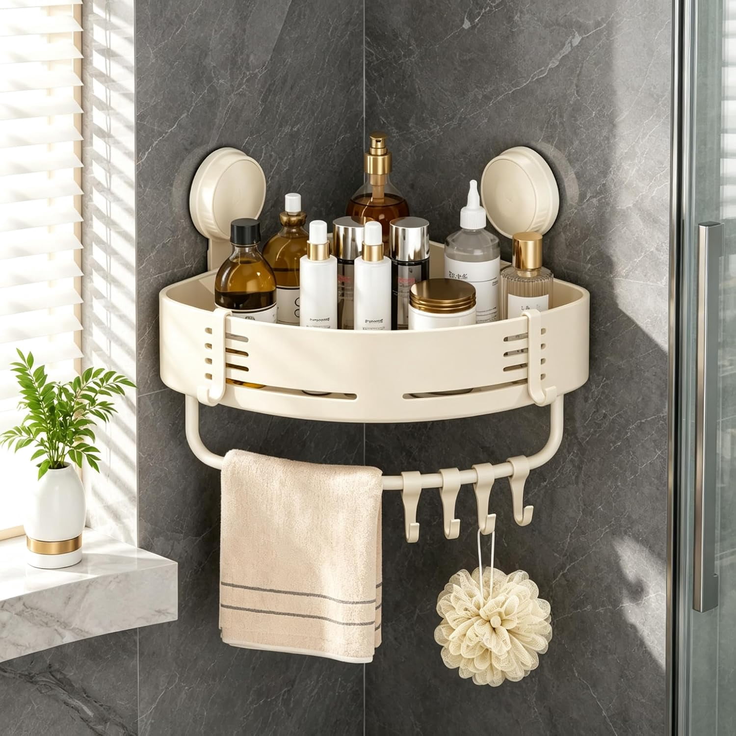 Triangle Suction Cup Shower Caddy,Corner Shower Shelves No Drilling
