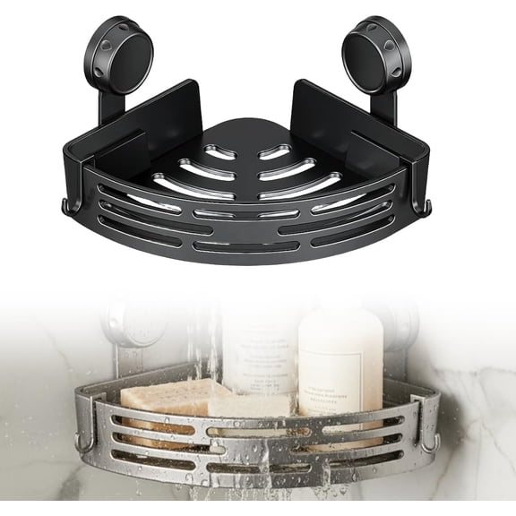Triangle Suction Cup Shower Caddy,No Drilling Self-adhesive Great Load Bearing ,Removable Shower Caddy Shampoo Conditioner Razors Soap Organizer
