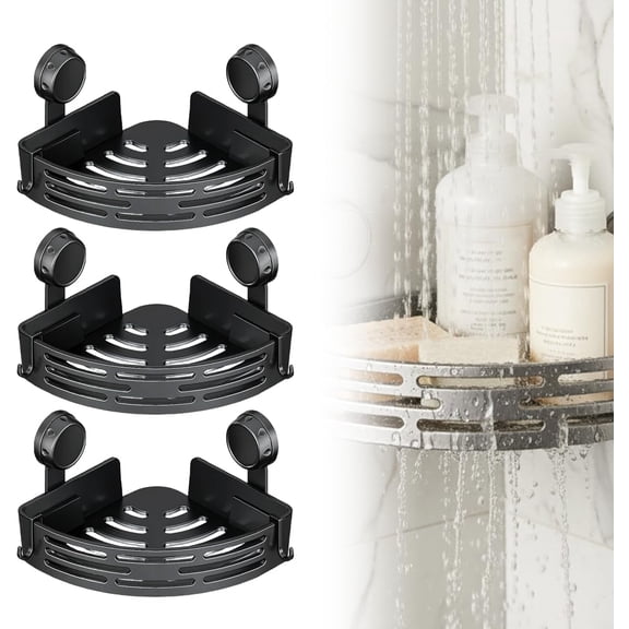 Triangle Suction Cup Shower Caddy,No Drilling Self-adhesive Great Load Bearing ,Removable Shower Caddy Shampoo Conditioner Razors Soap Organizer