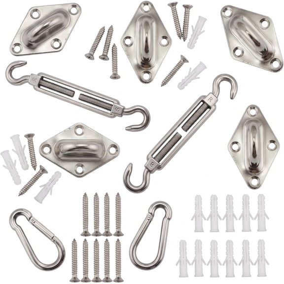 Triangle Sun Shade Hardware Kit Heavy Duty Sail Poles & Mounting for Outdoor Garden, Patio, Backyard Includes Post Sunny Guard