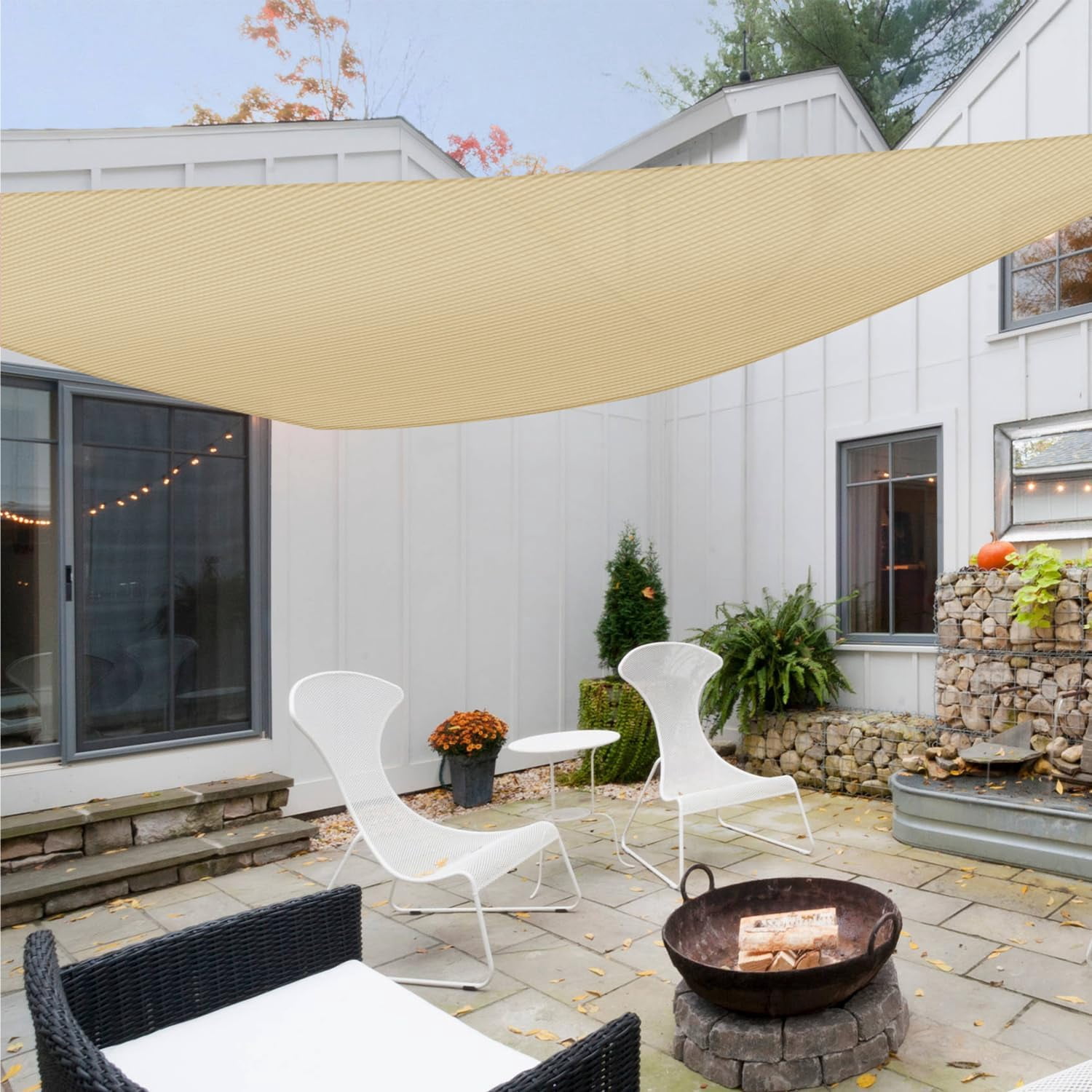 Triangle Sun Shade Sail 16'x16'x16' Heavy Duty Canopy UV Block Sand ...