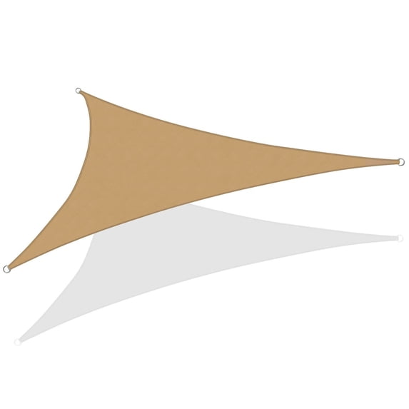 Triangle Sun Shade Sail 20 x 20 x 20 Ft UV Block Fabric Beige Tan