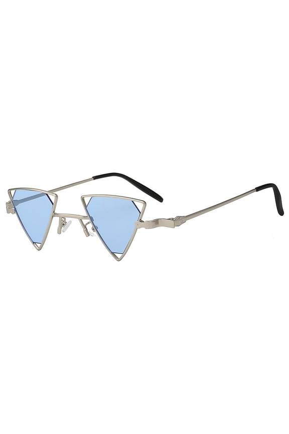 Triangle Sunglasses - Silver Frame / Blue Lens