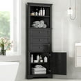 thumbnail image 1 of Triangle Tall Storage Cabinet, Freestanding Bathroom Anti-tipping Unit with 3 Drawers and Adjustable Shelves, Waterproof Corner Cabinet  for Bathroom, Kitchen, Black, 1 of 9