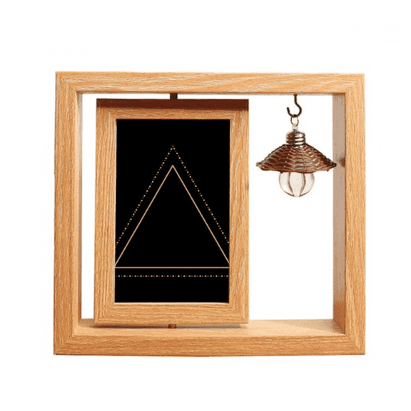 Triangle Totem Pattern Geometry Wooden Rotating Picture Photo Frame 4x6