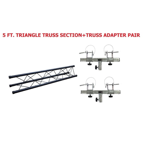 Triangle Truss Extension 5ft Section Lighting DJ Black Metal+ Truss Adapter Pair