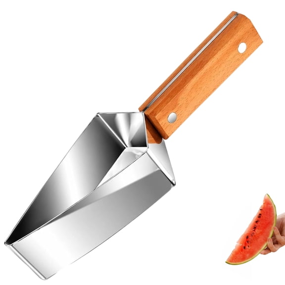 Triangle Watermelon Cutter, 304 Stainless Steel Watermelon Cutter with Wooden Handle for Watermelon Melon Apple, Watermelon Slicer Cutter Tool