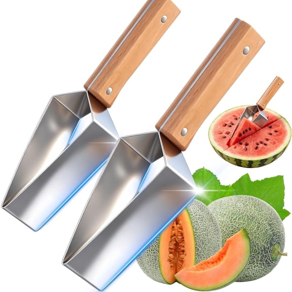 Triangle Watermelon Cutter, Watermelon Slicer Cutter Tool, 430 Stainless Steel with Woodenhandle - Melon Slicer, Fruitcutter for Kitchen Gadgets for Watermelon Melon Apple