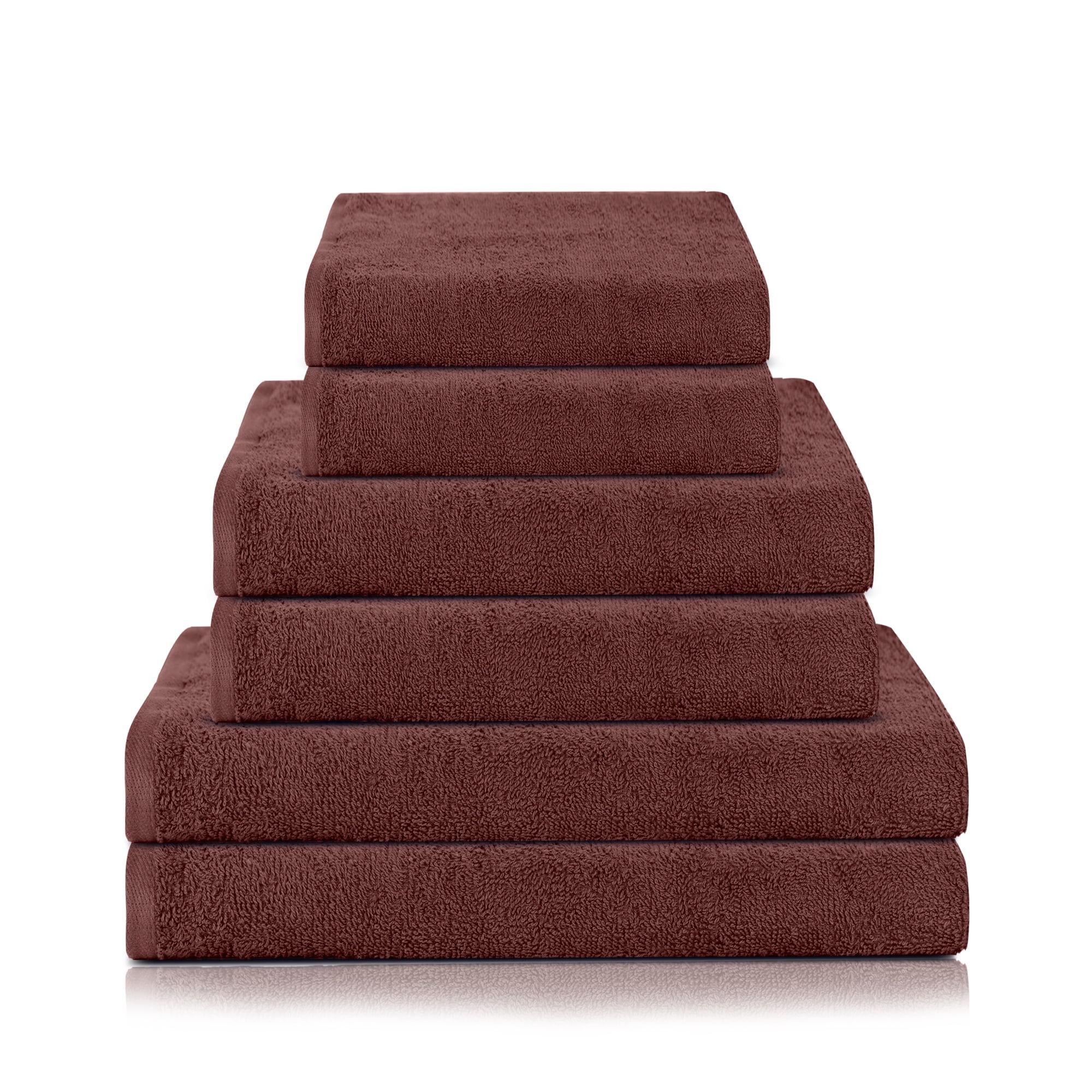 Triangle Weavers 100% Cotton Brown Terry Towels 550 GSM Set of 6 – 2 Bath, 2 Hand, 2 Wash Towels