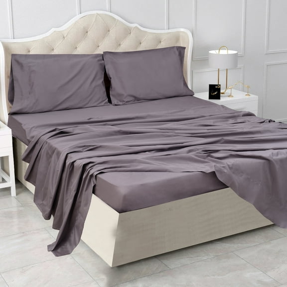 Triangle Weavers 100% Cotton 600 Thread Count, Gray Full Size Bed Sheet - Set of 4