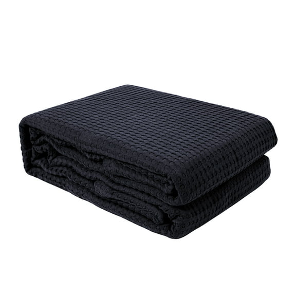 Triangle Weavers King Size Blankets 100 % Cotton Black Color Waffle Design Reversible
