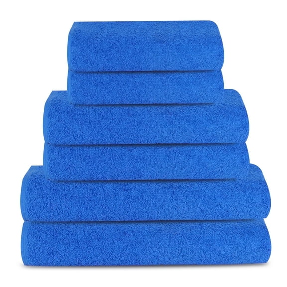 Triangle Weavers 100% Cotton Blue Terry Towels 450 GSM Set of 6 – 2 Bath, 2 Hand, 2 Wash Towels