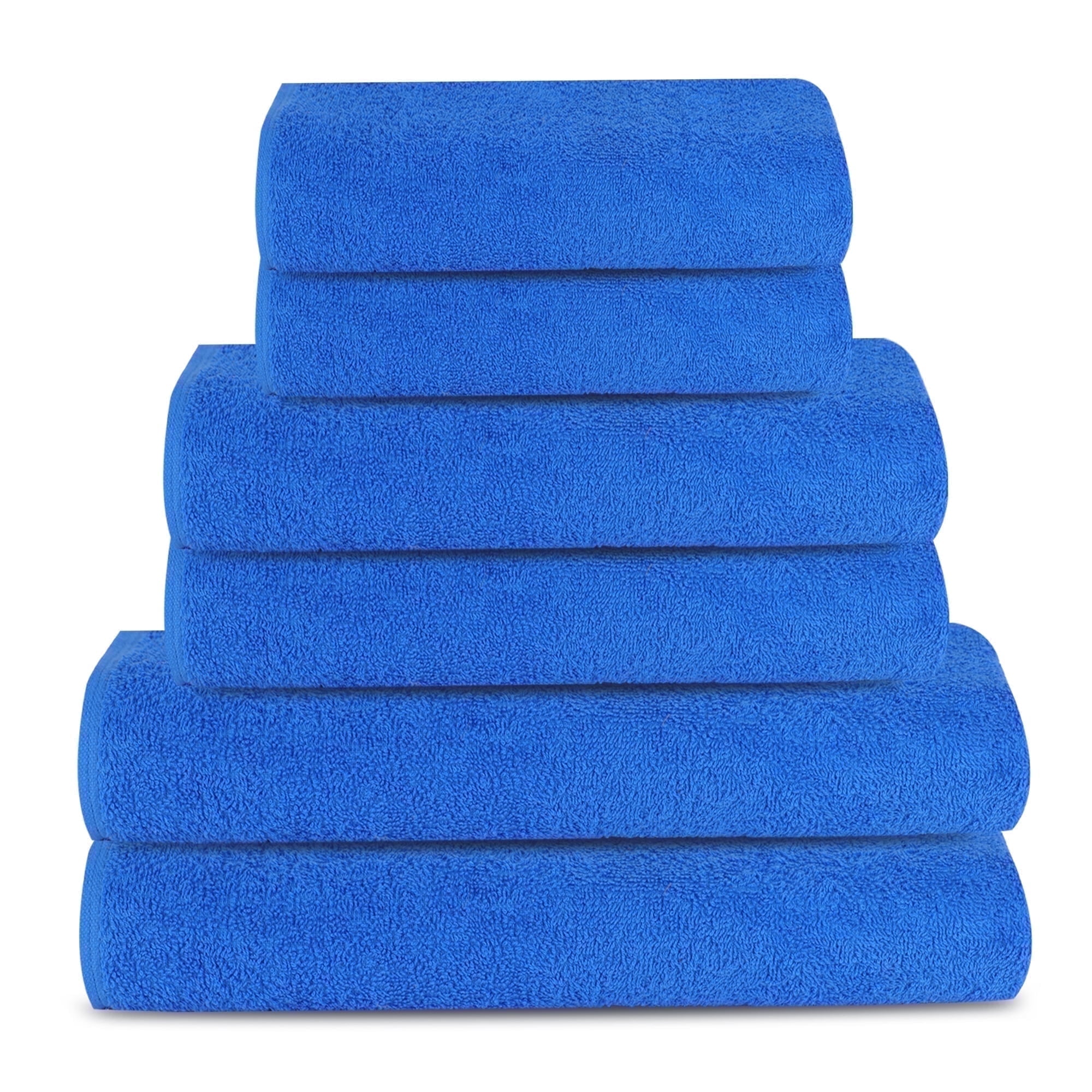 Triangle Weavers 100% Cotton Blue Terry Towels 550 GSM Set of 6 – 2 Bath, 2 Hand, 2 Wash Towels
