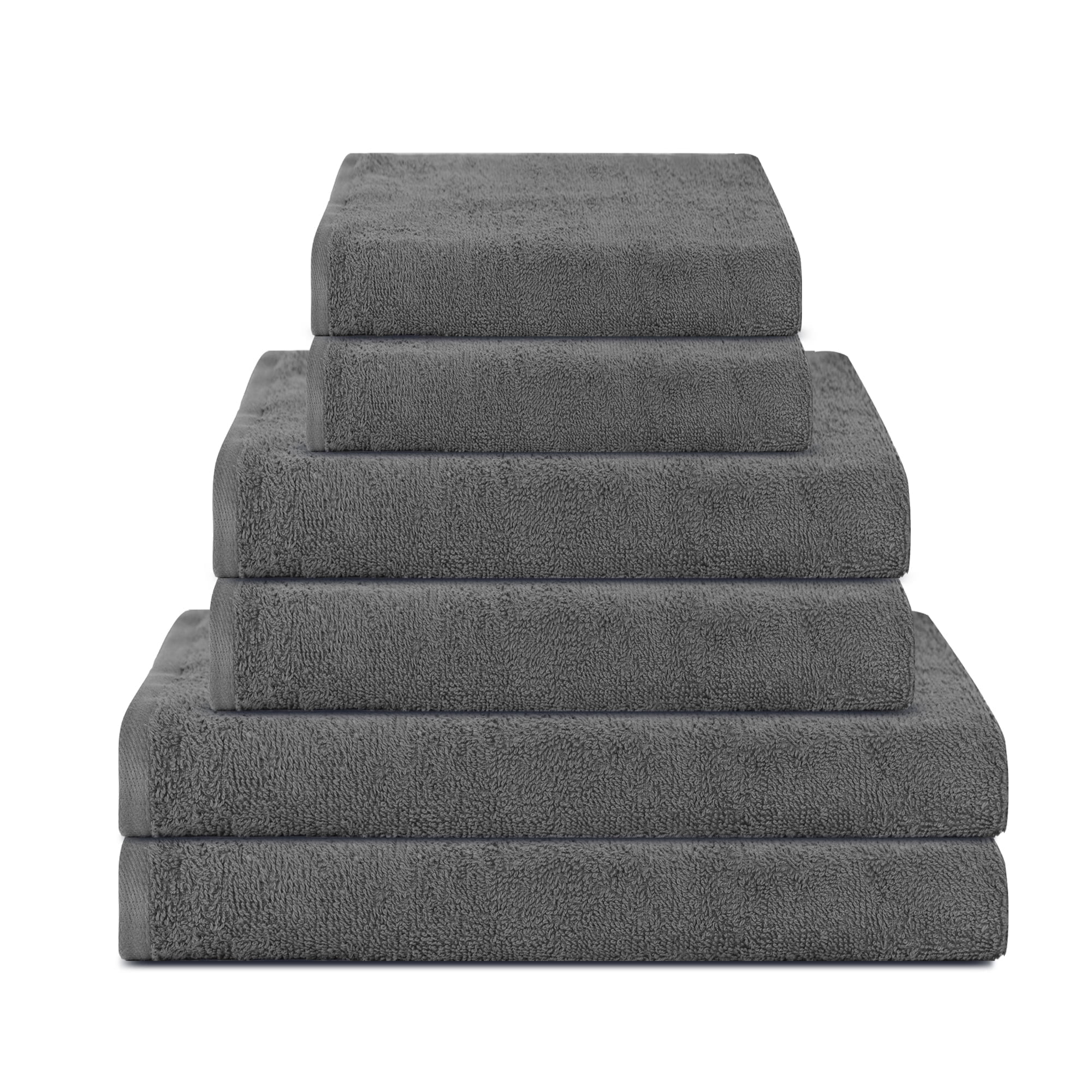 Triangle Weavers 100% Cotton Grey Terry Towels 450 GSM Set of 6 – 2 Bath, 2 Hand, 2 Wash Towels