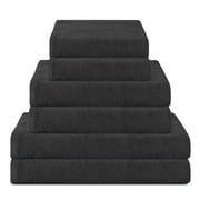 Triangle Weavers 100% Cotton Black Terry Towels 550 GSM Set of 6 – 2 Bath, 2 Hand, 2 Wash Towels