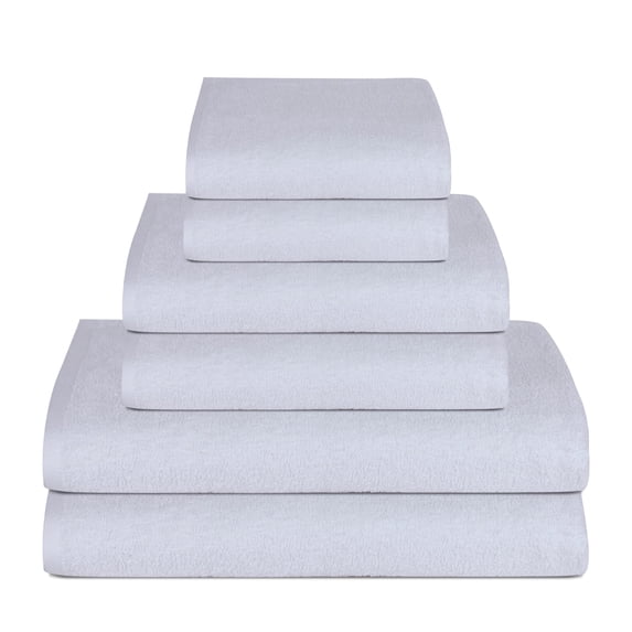 Triangle Weavers 100% Cotton White Terry Towels 450 GSM Set of 6 – 2 Bath, 2 Hand, 2 Wash Towels
