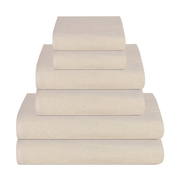 Triangle Weavers 100% Cotton Off-White Terry Towels 450 GSM Set of 6 – 2 Bath, 2 Hand, 2 Wash Towels