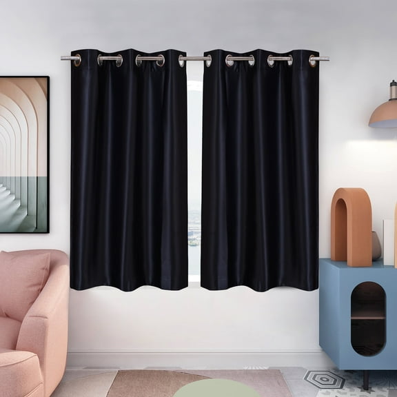 Triangle Weavers Window Blackout Curtains 100% Polyester, Set of 2, Black color, 42"W x 63"L