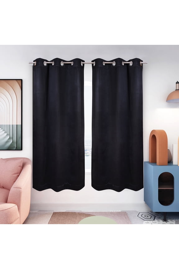 Windows Blackout Curtains 100% Polyester, Set of 2, Black color, 38"W x 45"L