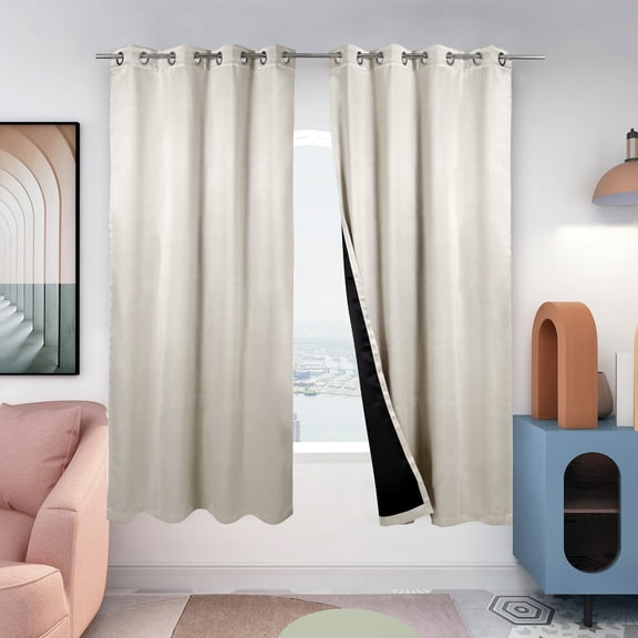 Triangle Weavers Windows Blackout Curtains 100% Polyester, Set of 2, Light Gray color, 42"W x 84"L