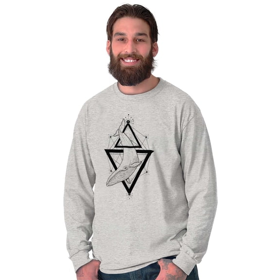 Triangle Whale Symbolic Spirit Animal Plus Size Long Sleeve Graphic Tee Shirt Brisco Brands 3X