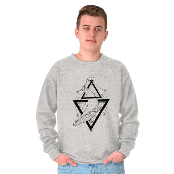 Triangle Whale Symbolic Spirit Animal Sweatshirt for Men or Women Brisco Brands X