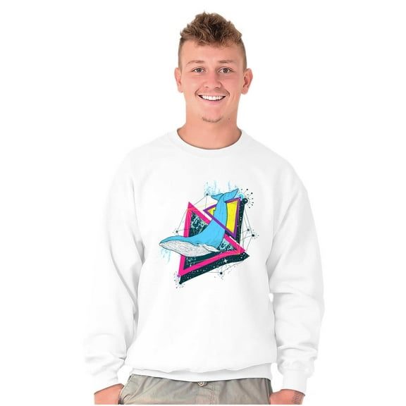 Triangle Whale Symbolic Spirit Animal Unisex Plus Fleece Graphic Sweatshirt Brisco Brands 3X