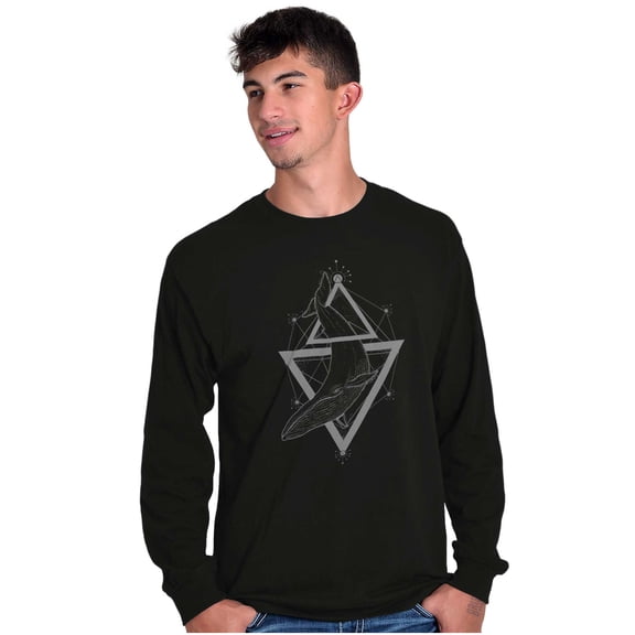 Triangle Whale Symbolic Spirit Animal Plus Size Long Sleeve Graphic Tee Shirt Brisco Brands 3X