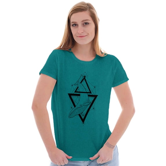 Triangle Whale Symbolic Spirit Animal Women's T Shirt Ladies Tee Brisco Brands S