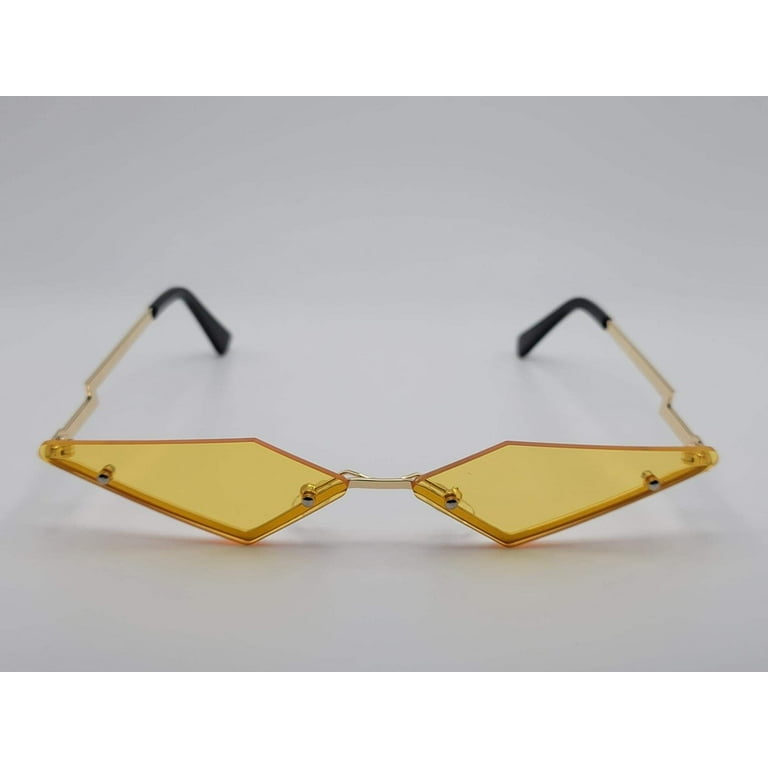 Triangle Wing Edge Rimless Slim Cat Eye Sunglasses Trendy Sunglasses Vintage Sunglasses Retro Punk Women s Size One size Yellow