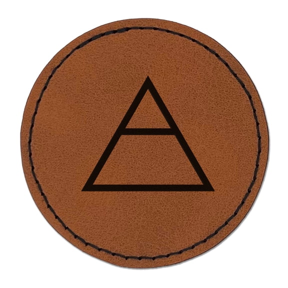 Triangle Witch Symbol Air Wicca Element 2.5" Faux Leather Round Engraved Iron-On Patch - Brown