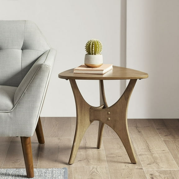 Triangle Wood Side Table, Light Brown