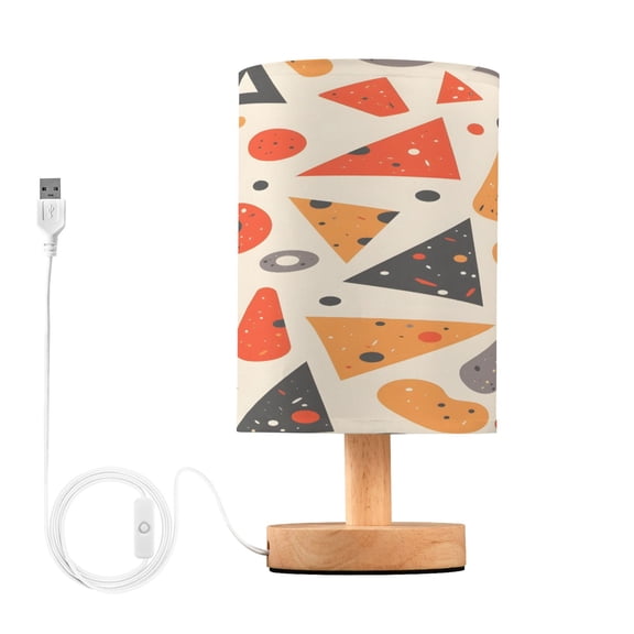 Triangle and Circle Geometry Bedside Table Lamp Desk Warm Lights with USB Charging Port Cylinder LED Lamps for Bedroom Living Room Office