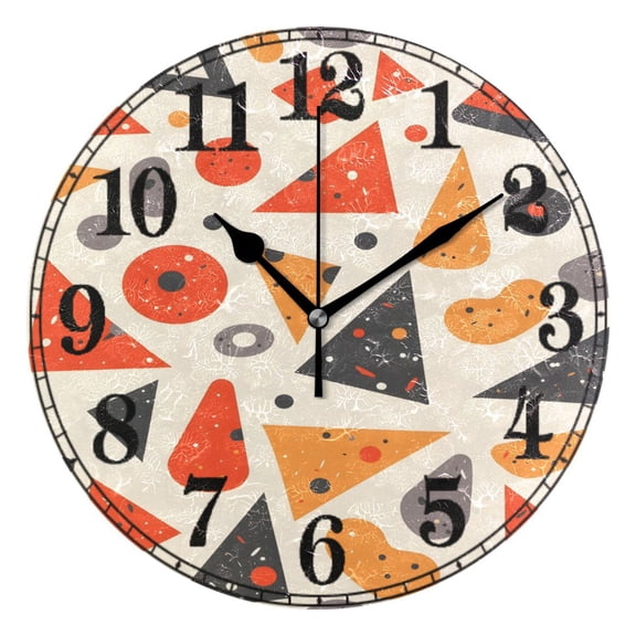 Triangle and Circle Geometry Silent Wall Clock 10" Non-Ticking Battery Clock