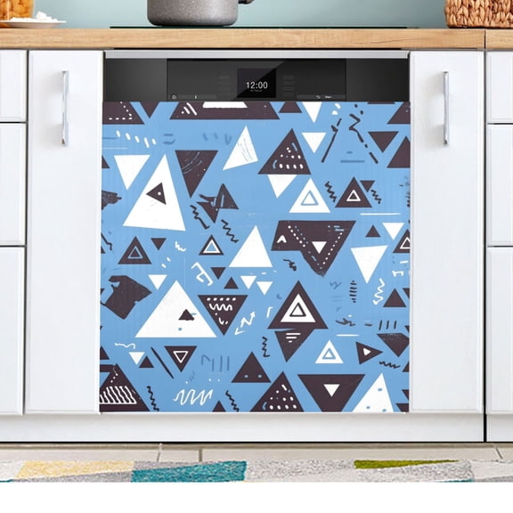 Triangle and Line Geometry Dishwasher Magnetic Refrigerator Magnet Cover Kitchen Art Panel Decal Sticker Home Decorative 23"x26"