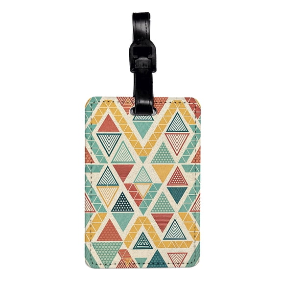 Triangles Background Colorful Faux Leather Travel Luggage Tag