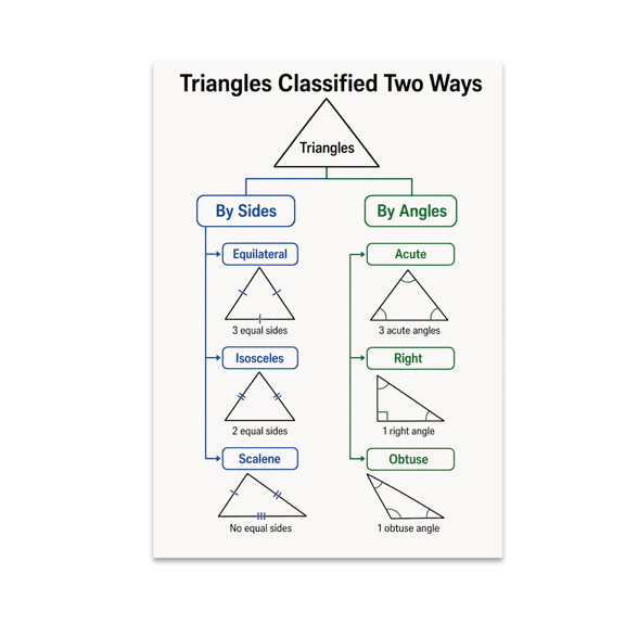 Triangles Classified Two Ways Educational Reference - Geometry Students - 13x19 Poster Print