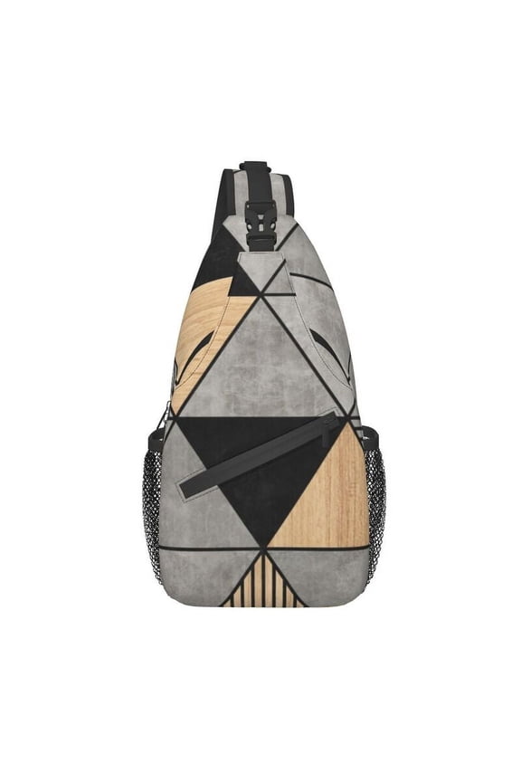 Triangles Geometric Abstract Pattern Crossbody Sling Backpack Men Custom Geometry Shoulder Chest Bag for Travel Hiking Daypack