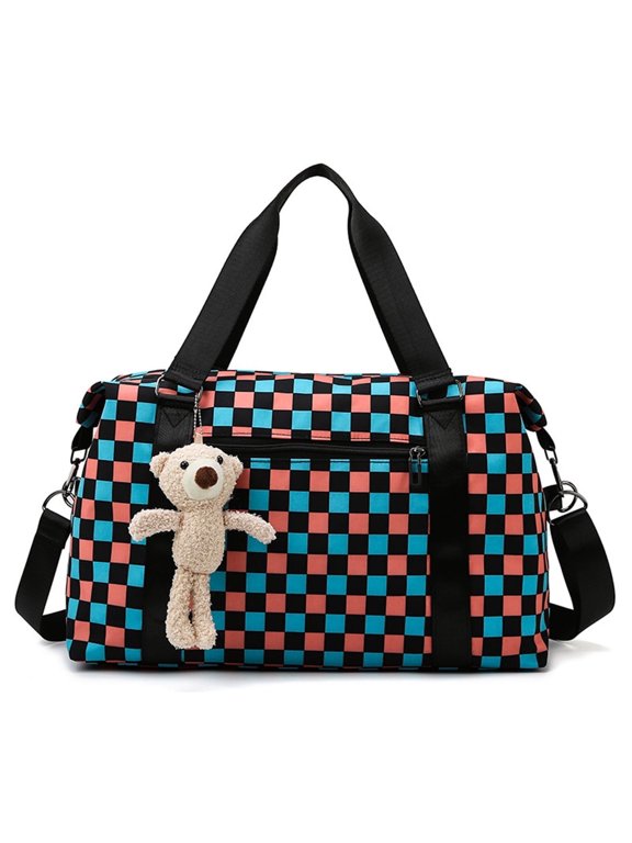 Colorful Checkered Luggage Bag Plaid Gym Sport Bags For Travel Duffel Tote Overnight Weekend Purse