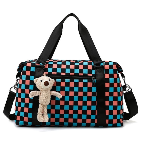 Colorful Checkered Luggage Bag Plaid Gym Sport Bags For Travel Duffel Tote Overnight Weekend Purse