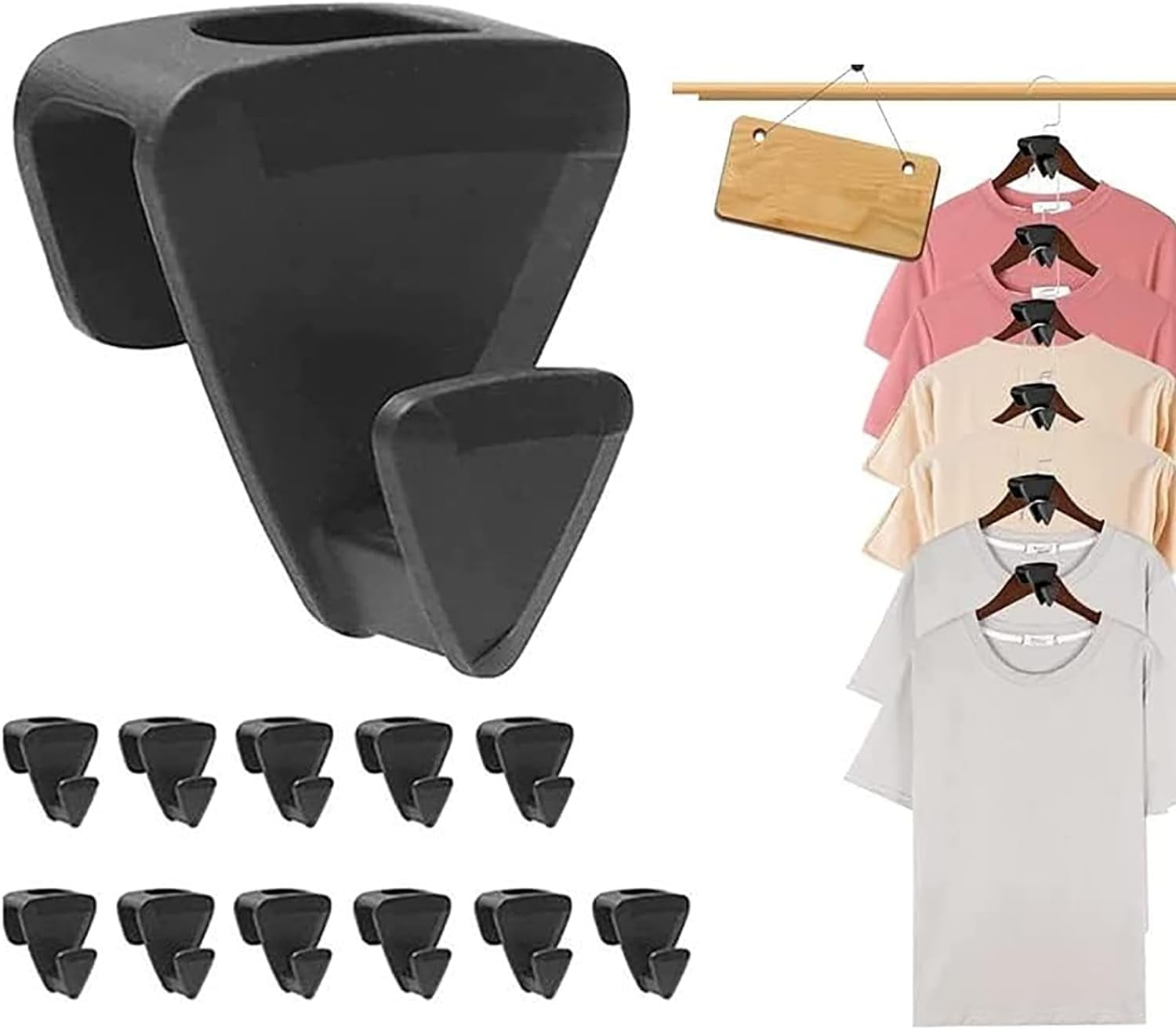 Triangles Hanger Hooks, Space Saving Hanger Hooks for Organizer Closet Clothes Hanger Connector Hooks to Create Up to 5X More Closet Space Fits All