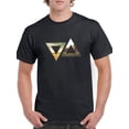 thumbnail image 1 of Triangles Horizon Duality Pattern Graphic Men Black T-Shirt, Male Medium, 1 of 4