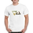 thumbnail image 1 of Triangles Horizon Duality Pattern Graphic Men White T-Shirt, Male Large, 1 of 4